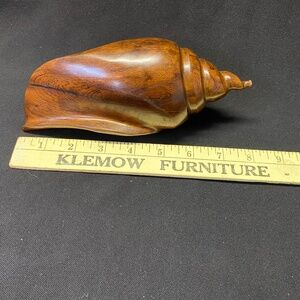 Vintage 1980's Hand Carved Ironwood Conch Seashell Sculpture